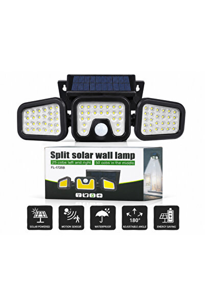 Generic Brand Lampă Solară, 2 buc De Perete Cu 3 Capete Led Și Senzor De Mișcare