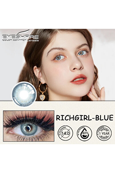 EyesPro RICHGRIL BLUE gri mavi renkte göz lensi yumuşak dokulu ve yanma batma...