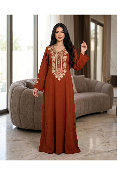 Generic Brand Women's Jalabiya with Luxurious Embroidery and Flowing Silhouette