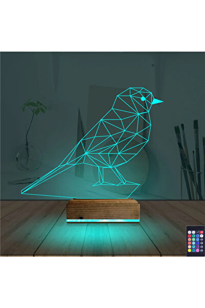 Kuş Kanarya Taraftar 3D Lamba - Masa Gece Lambası