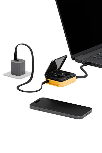 Energea X Bazic GoCharge Loop 5in1 Çoklu Dönüştürücülü Şarj Kablosu Seti - Sarı
