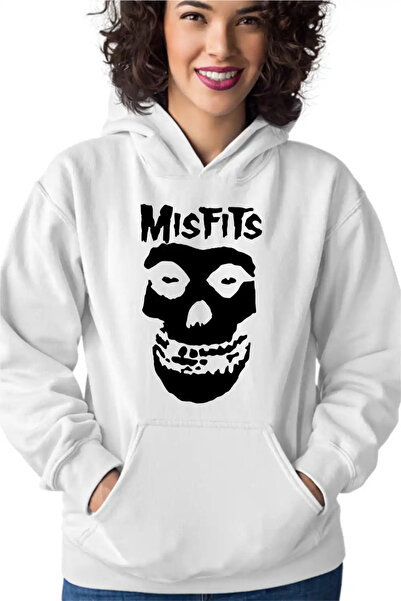 OEM Γυναικείο Φούτερ Misfits με Κουκούλα, Σχέδιο Κρανίου Φιέντ Πανκ