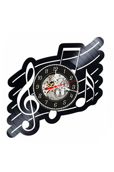 OEM Ceas de perete decorativ din disc de vinil, Model muzical, Cheia Sol, Not...