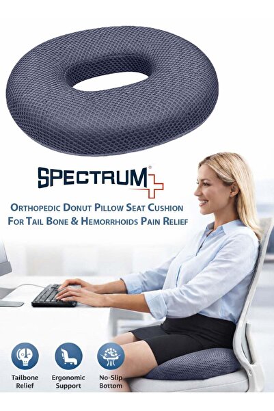 Spectrum Orthopedic Donut Pillow Memory Foam Seat Cushion for Hemorrhoid & Ta...