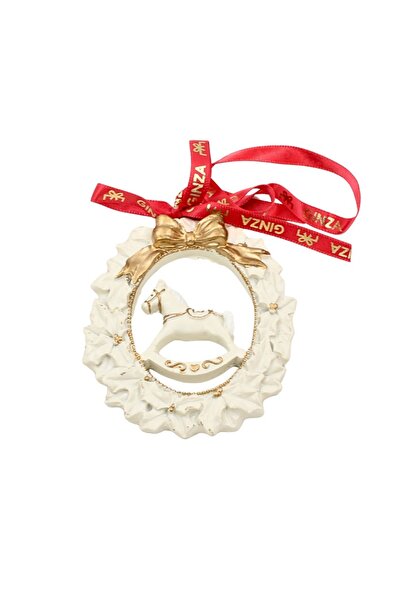 Ginza Decorațiune, Regatul de Crăciun, Regal – Ghirlandă albă cu cal, 8,5 cm