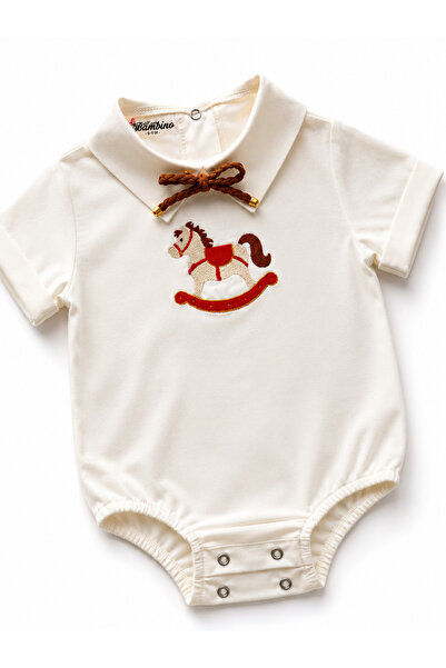 il mio bambino Handmade 100% Cotton Fabric Rocking Horse Embroidered Baby Shirt