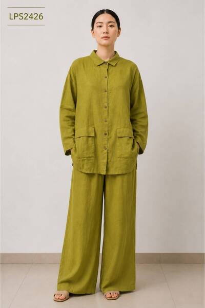 LINELLE Women's Relaxed Fit Linen Blend Co-Ord Set