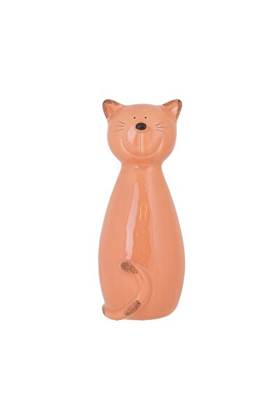 Cosy & Trendy Decorațiune ceramică portocalie, 24,5 cm, cu design de pisică, ...