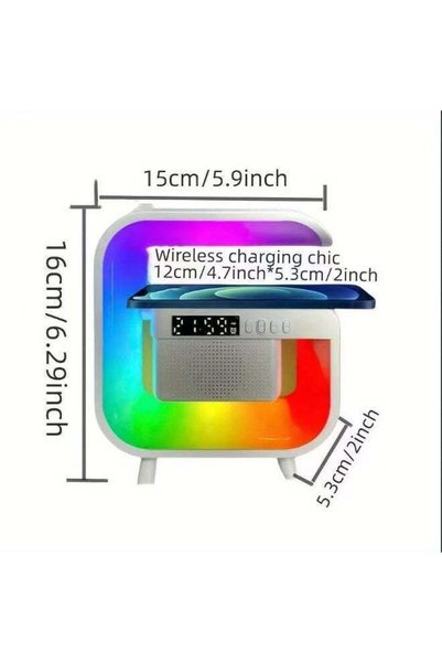 HXD Zoomlion Explosions G3 Wireless Charging Bluetooth Speaker with Alarm Clock, RGB Atmosphere Light, 5W Audio Output & Smart Bedside Speaker for Bedroom, Office & Home Décor