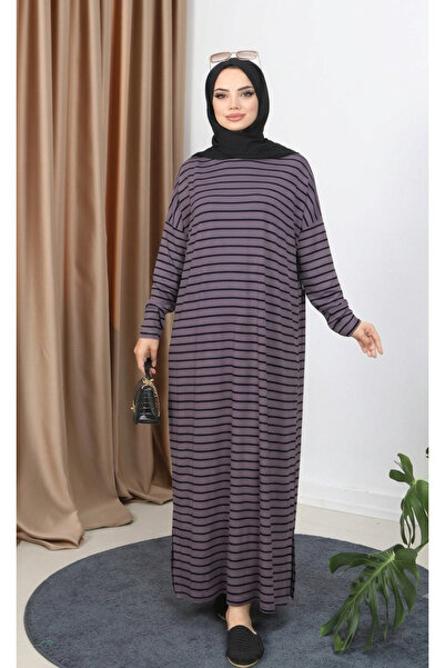 NİSUM MODA Striped Combed Cotton Dress