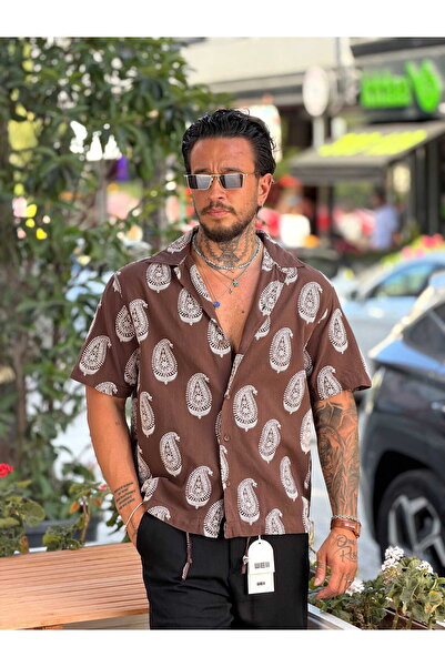 manch collection Short Sleeve Embossed Patterned Shirt