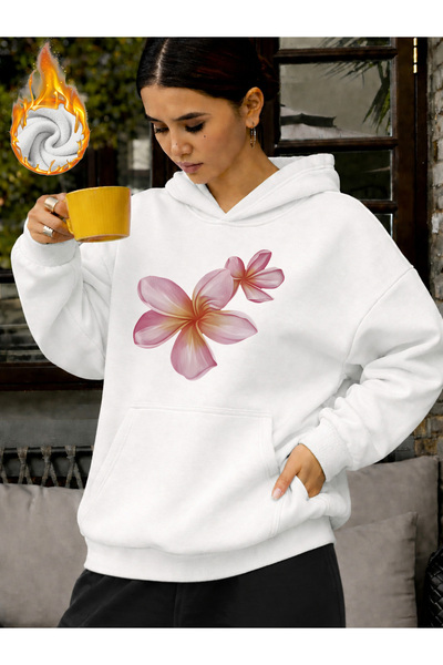 mercoledi Unisex Floral Heart Printed Hooded Kangaroo Pocket Comfortable Fit ...