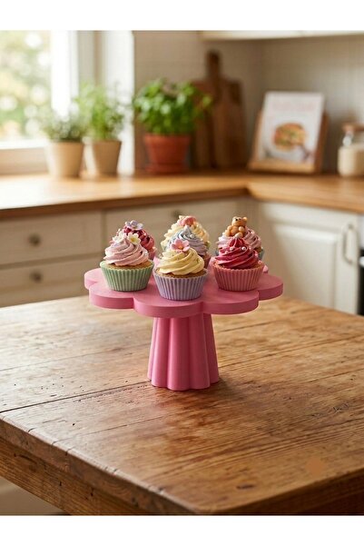 Mazaka Studio Cupcake Ayaklı Stand Çapı 17 Cm Yükseklik 11 Cm Pembe