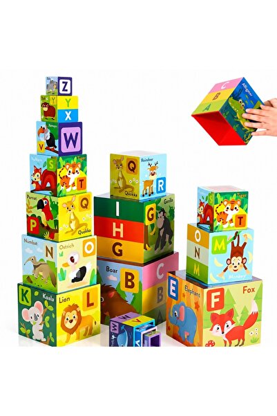 Velaris Turn Montessori cu 10 cuburi, Joc educativ, Creativ, Învățarea alfabe...