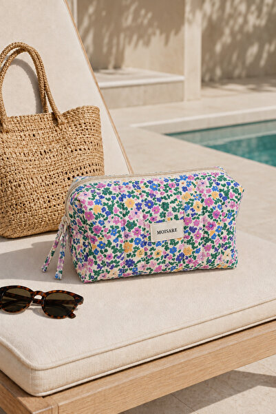 MOISARE Makeup Bag Quilted Organizer - Travel Cosmetic Organizer Zippered Mul...