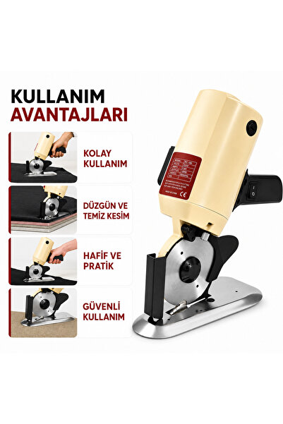 ALBERTOS Elektrikli Kumaş Kesim Makinesi Yuvarlak Bıçaklı 100W 220V RC-100