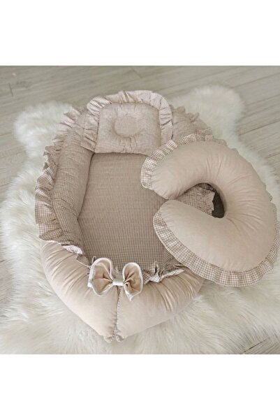 Babynest Ortopedik Fırfırlı ve baş yastık ve Fırfırlı emzırme yastığı takım E...