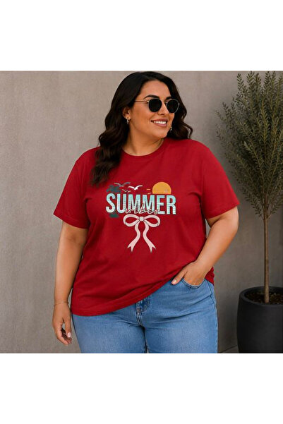 3S MODA Women's Plus Size Basic Summer Digital Printed T-Shirt
