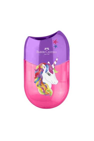 Faber Ascuțitoare dublă din plastic cu recipient – Unicorni, Faber-Castell