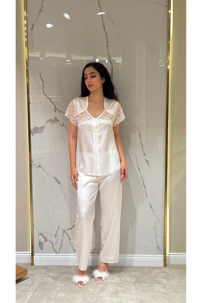 DAWN LİNE 6 Parça Saten Dantel Detaylı Çeyizlik Gelin Bohçası Gecelik Pijama ...