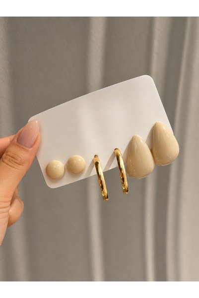 Owentis Cream 3 Pair Earring Set