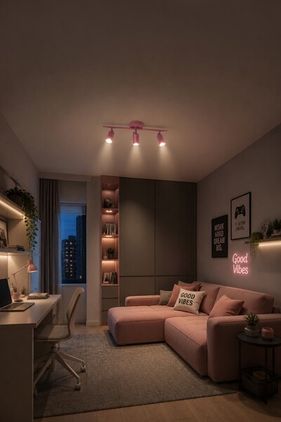 Valyria Spoty 3'Lü Pembe Renkli GÜN IŞIĞI Ledli Modern Tasarım Salon - Mutfak...