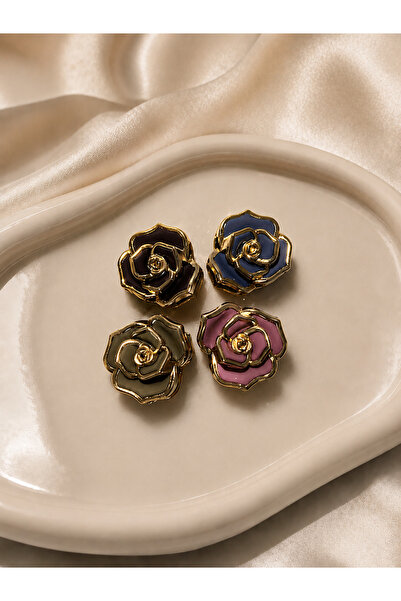 Elmosia Jewelry 4-Piece Rose Hair Clip with Gold Detail, Strong Hold, Women's...