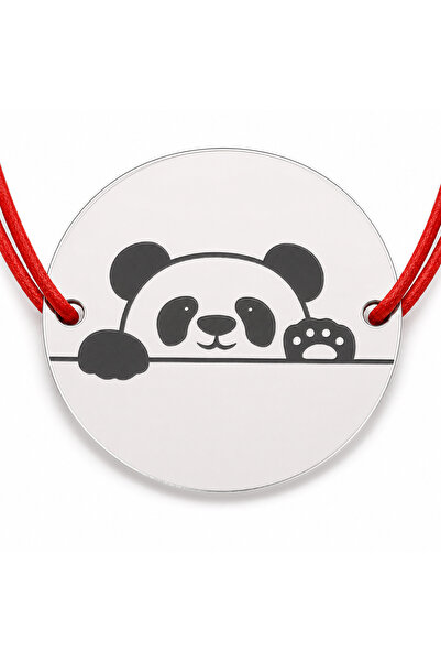 Simoshop Brățară argint 925 cu bănuț urs panda, șnur reglabil — cadou pentru ...