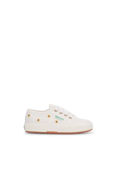 Superga 2750 Kids Embroidery Linen Sunflower Çocuk Unisex Beyaz Bileksiz Sneaker