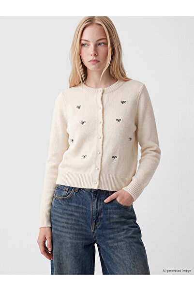 LC Waikiki I Zero Roba Collar Bow Embroidery Women's Knitwear Cardigan from F...