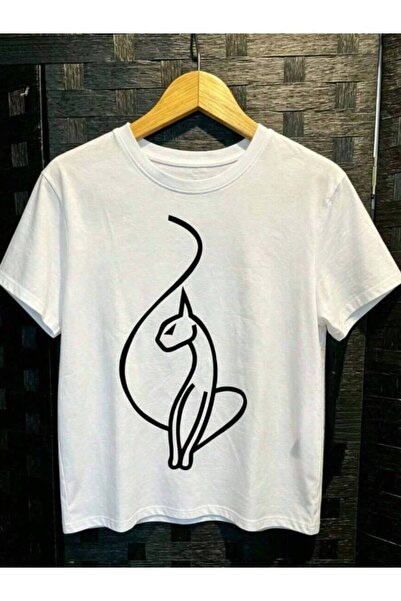9TAY 1pcs Premium T-Shirt,Phat Cat Graphic Tee Cropped Short Sleeve Top White...