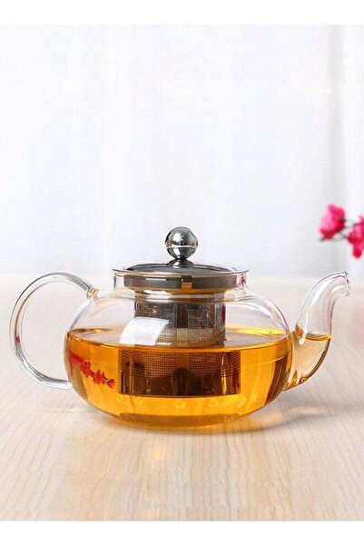 Trust Borosilicate Glass Tea Pot With Stainless Steel Lid & Infuser Clear 800ML