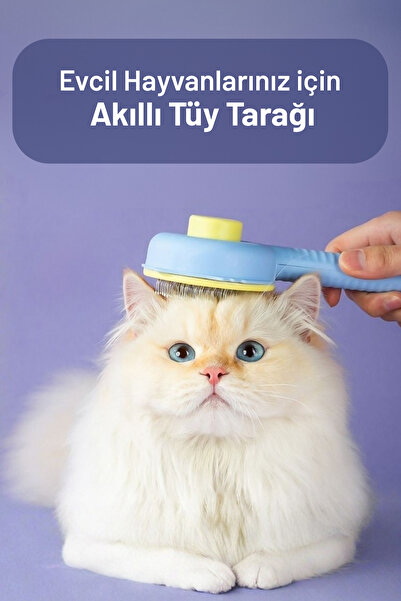 İronika Automatic Cleaning Cat Dog Hair Collector Comb Pet Comb Brush with Bu...