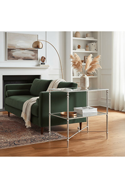 UTTERMOST طاولة جانبية مستطيلة فضية اللون من هينزلر، مقاس 65 سم عرض × 66 سم ا...