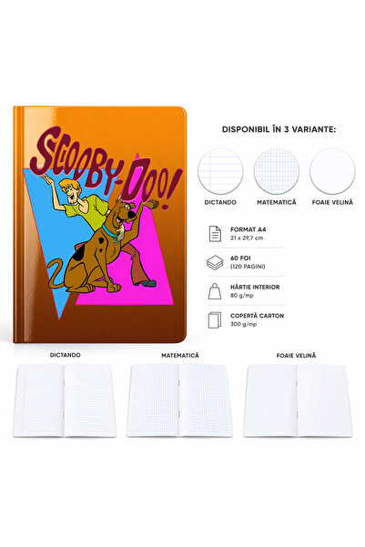 Ingift Caiet A4 Personalizat Scooby-Doo Flowers – 60 Foi, foaie Velina