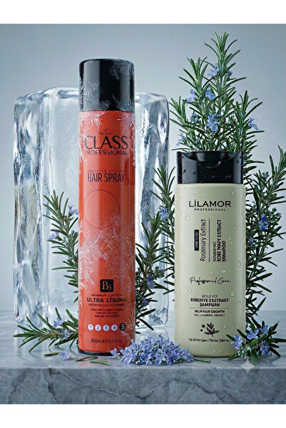 Lilamor Biberiye Şampuan 400ml + Ultra Strong Turuncu Saç Spreyi 400ml