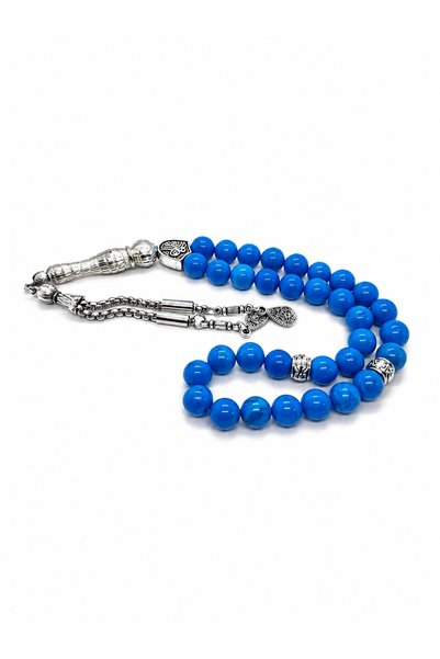 Çarşılı Takı Atölyesi Tumbled Turquoise Stone Tassel Prayer Beads
