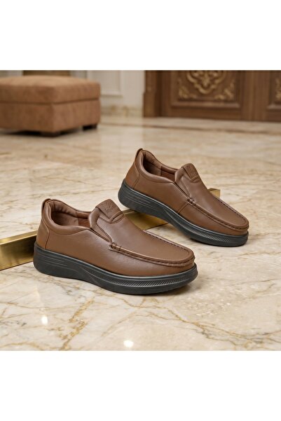 Lucky Steps Men's Black Brown PU Leather Shoes Non-Adjustable Slip-On Moc-Toe...