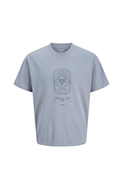 Jack & Jones Men's Chest Printed Crew Neck T-Shirt - Cassis