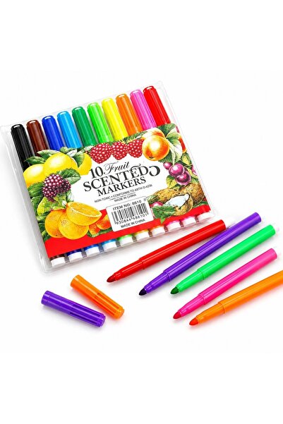 Bsr Top Bottom Set of 10 scented markers, fruit aroma, thick tip, vibrant col...