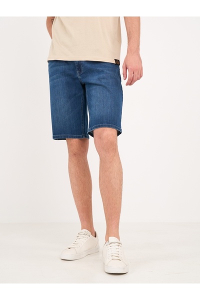 Kenvelo - Bermude barbat din denim cu aspect usor decolorat
