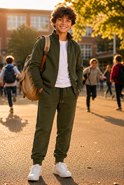Cloise Premium School Tracksuit Set Khaki - Comfortable Fit 2 Yarn Fabric