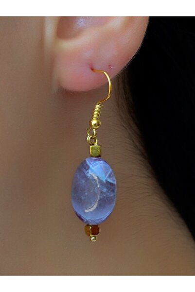 Esha Store Natural Stone Amethyst Natural Stone Women's Dangle Earrings Euku2Amt