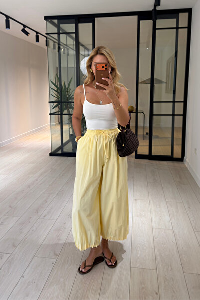 Sezgi Tekin Pleated Detail Yellow Poplin Balloon Trousers
