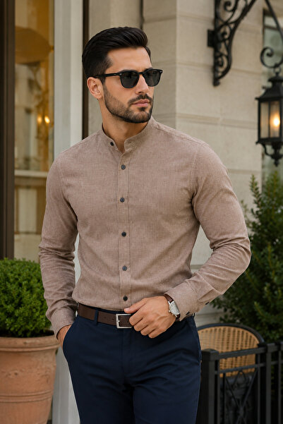 COLVIS MAN قميص رجالي من Slimfit Uzunkol قابل للغسل من نوع Mars Hakimyaka