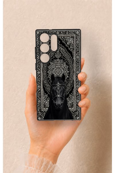 Vip Case حافظة سيليكون متوافقة مع هاتف سامسونج S23 Ultra بتصميم شكل حصان عرقي