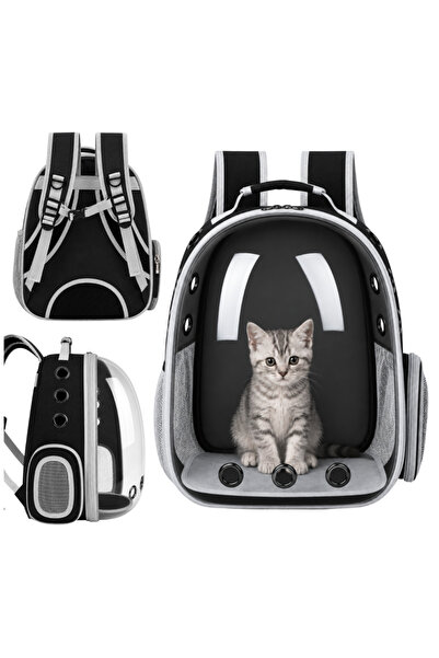 Rucsac transparent negru pentru transportul animalelor de companie
