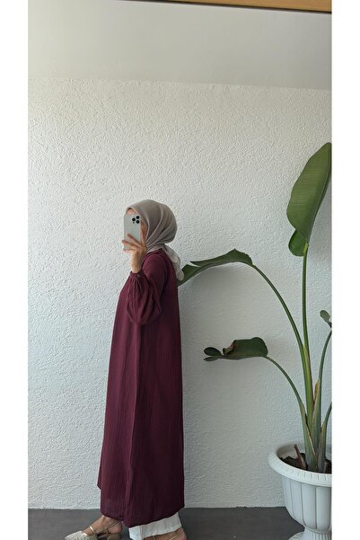 NUHBE Long Muslin Tunic - Burgundy