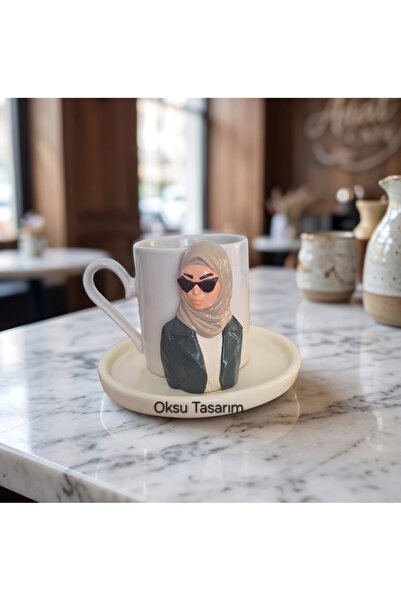 oksukokulutaş Closed Girl with Jacket Turkish Coffee Cup
