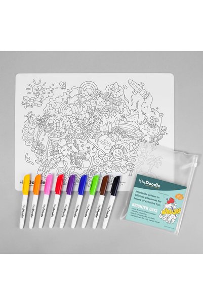 HeyDoodle Covoraș mare A3 din silicon pentru colorat - Sunny Doodles